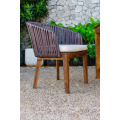 Elegant Design Poly Rattan Coffee Dining Set Pernas e mesa de madeira